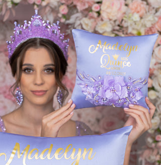 Lavender quinceanera tiara pillow
