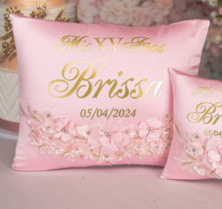 Pink and Gold quinceanera kneeling pillow, shoes pillow