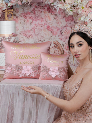 Rose Gold quinceanera tiara pillow