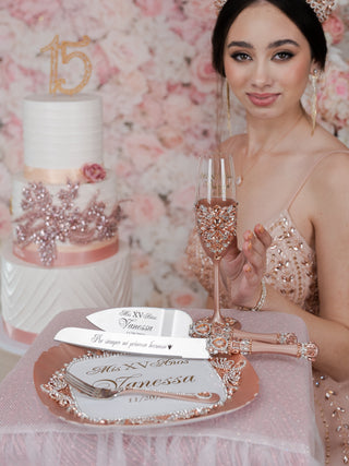 Rose gold La Ultima Muneca for quinceanera