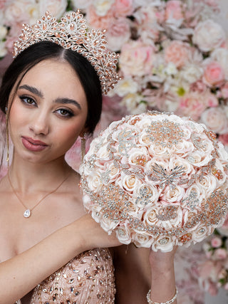 Rose Gold quinceanera cake knife set with plate and fork