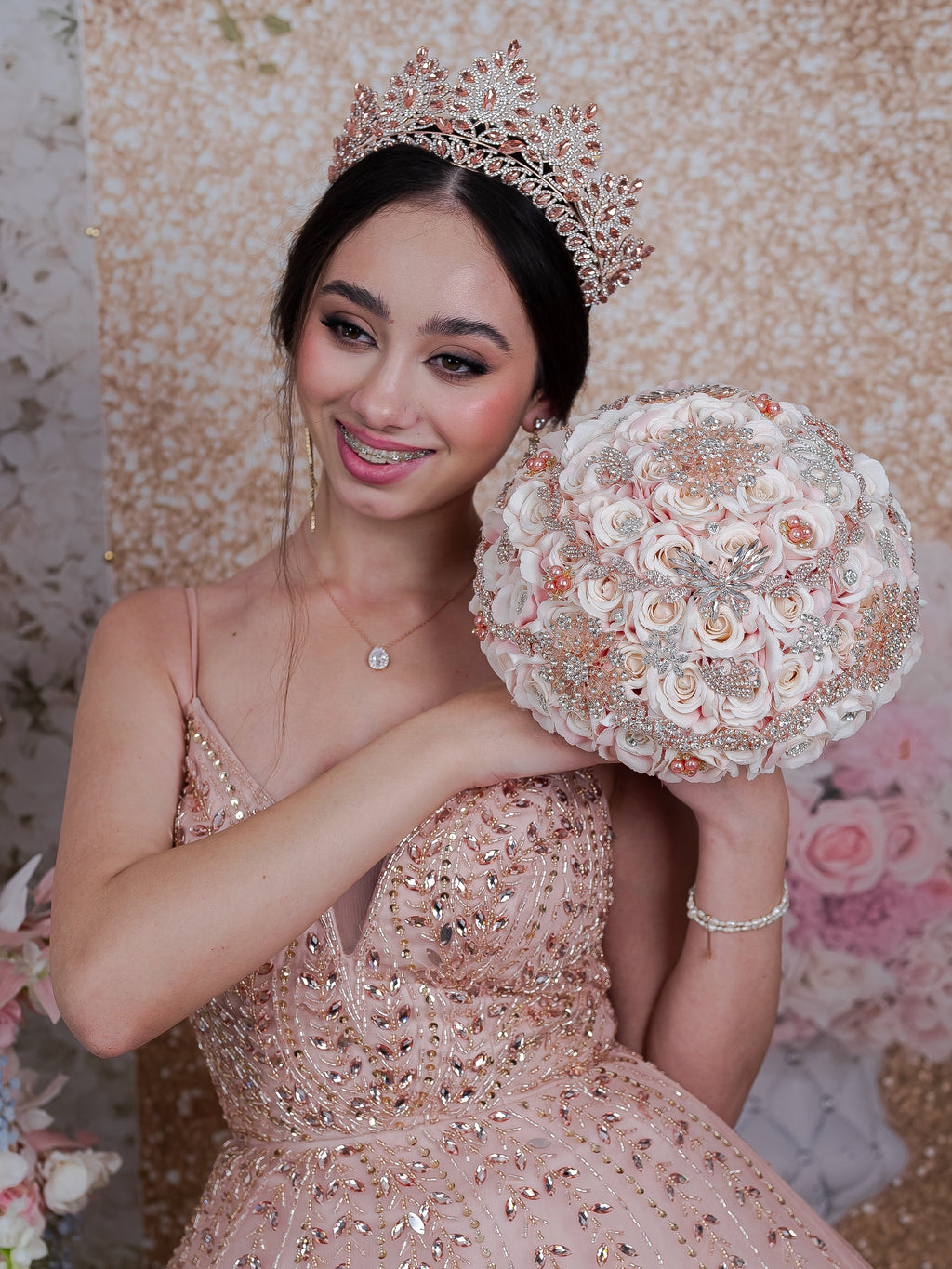 Quincenera Roses Rose Gold Quinceanera Tiara - Quinceanera Coronas - Quince Crown ...