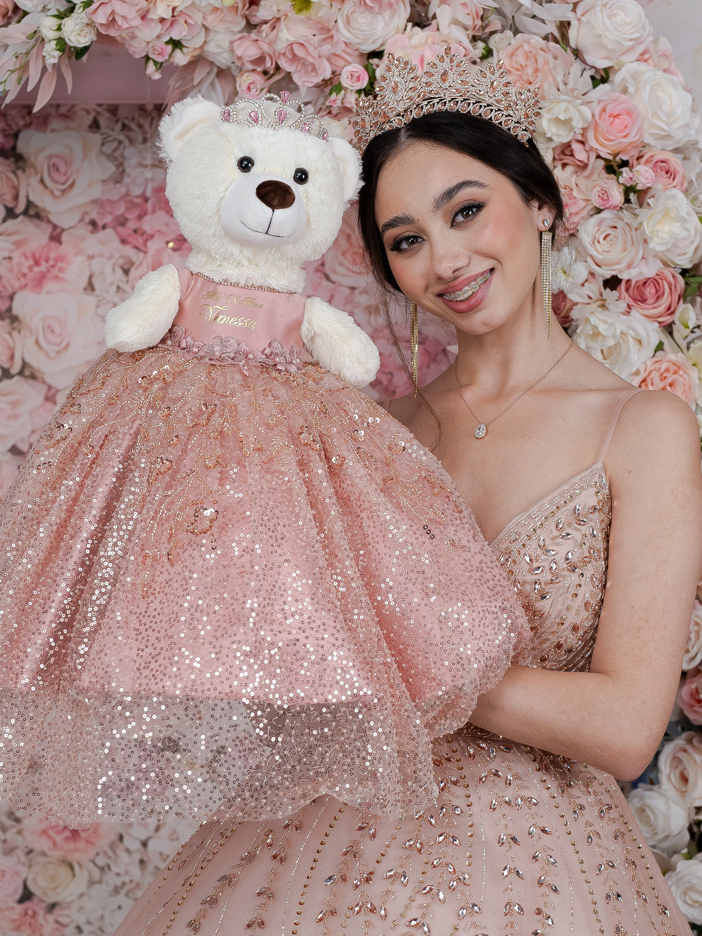 pink bear dresses Honey Girls Pink Glitter Dress for Plush Toys