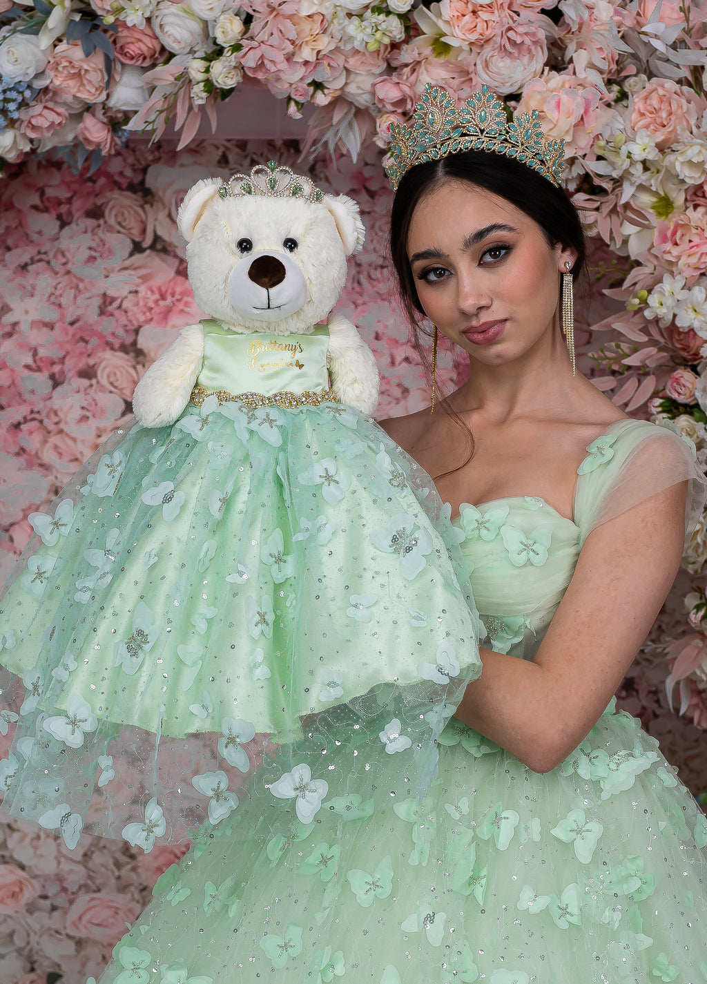 Sage Green Last Teddy Bear for Quinceanera Quinceanera Last Toy