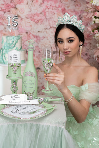 Sage Green Pink quinceanera dress hanger Sage Green Pink quinceanera dress hanger