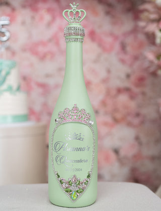 Sage Green Pink quinceanera bottle