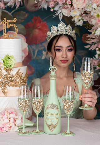 Sage Green 1 quinceanera champagne glass