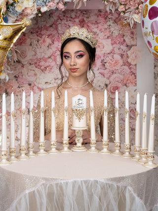 Gold 15 candle ceremony for quinceanera