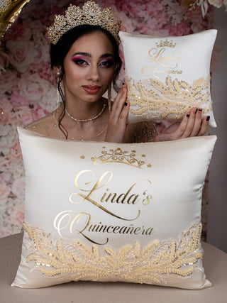 Gold quinceanera pillows set