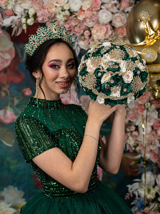 Green quinceanera dress hanger