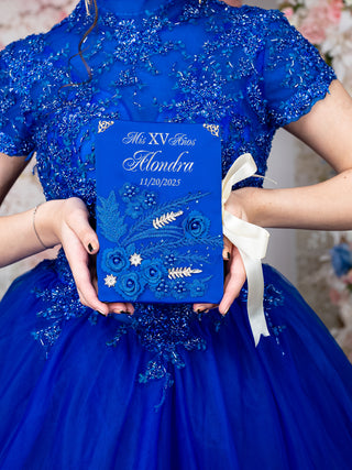 Royal Blue SIlver Quinceanera Bible (Spanish version)