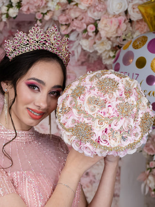 Pink Gold quinceanera cushion set