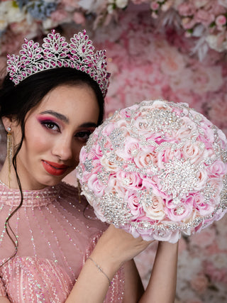 Pink with silver Quinceanera Tiara