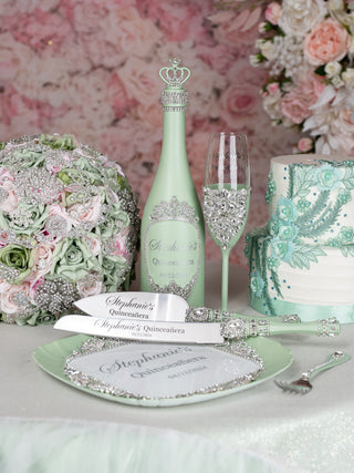 Sage Green silver Quinceanera Bottle