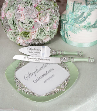 Sage Green silver Quinceanera Brindis Package with Bottle