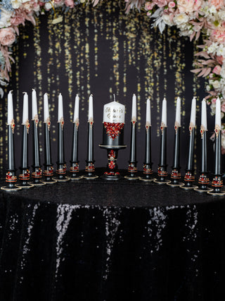 Black with Red 15 candle ceremony for quinceanera
