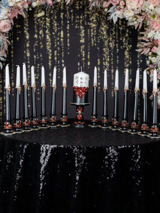 Black with Red quinceanera cake knife set with 1 glass