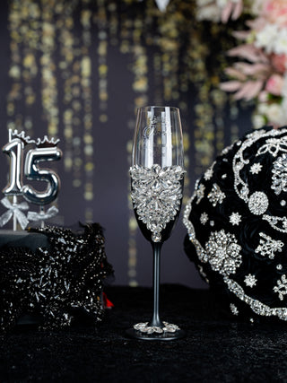 Black silver Quinceanera Brindis Package (5 pcs)