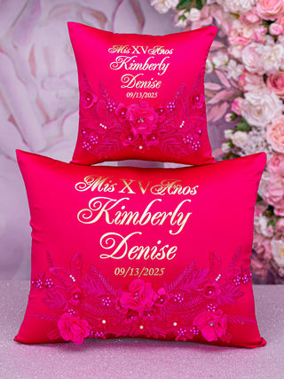 Fuchsia quinceanera pillows set