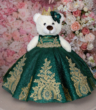 Green last teddy bear for quinceanera