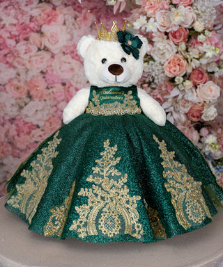 Green last teddy bear for quinceanera