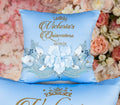 Light Blue Gold quinceanera tiara pillow