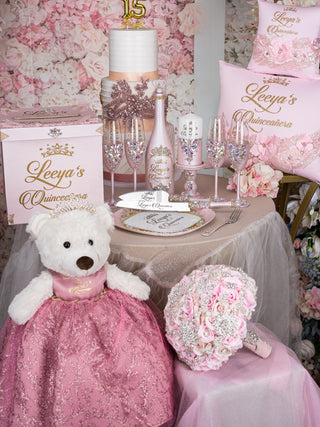 Sparkly Pink last teddy bear for quinceanera