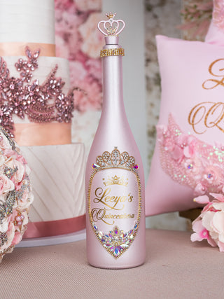 Pink Iridescent quinceanera bottle