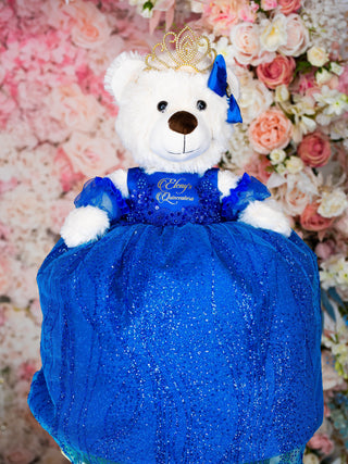 Royal blue teddy bear for quinceanera