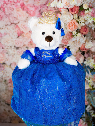 Royal blue teddy bear for quinceanera