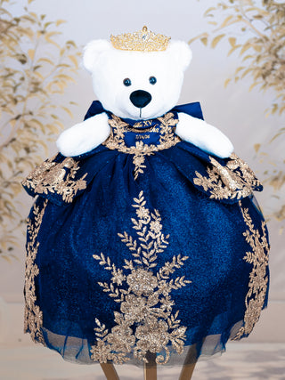 dress blues bear Plush Bear in Marine Dress Blues Uniform Figurine, Team Beans Bear