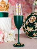 Green 1 quinceanera champagne glass (simple design)