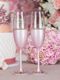 Pink with Gold 2 quinceanera champagne glasses (simple design)