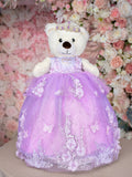 Lavender quinceanera teddy bear, quince teddy bear, Rapunzel teddy bear dresses