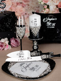 Black silver Quinceanera brindis package with candle