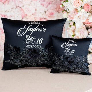 Black silver Quinceanera Tiara Pillow