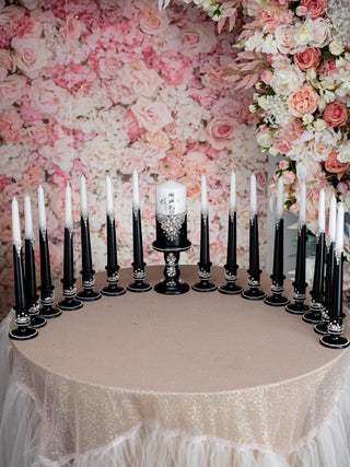 Black silver Quinceanera Package of Bottle, Glass and Candle