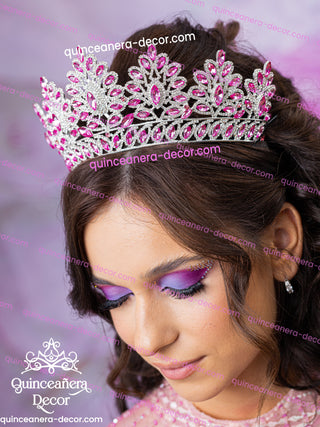 Pink with silver Quinceanera Tiara