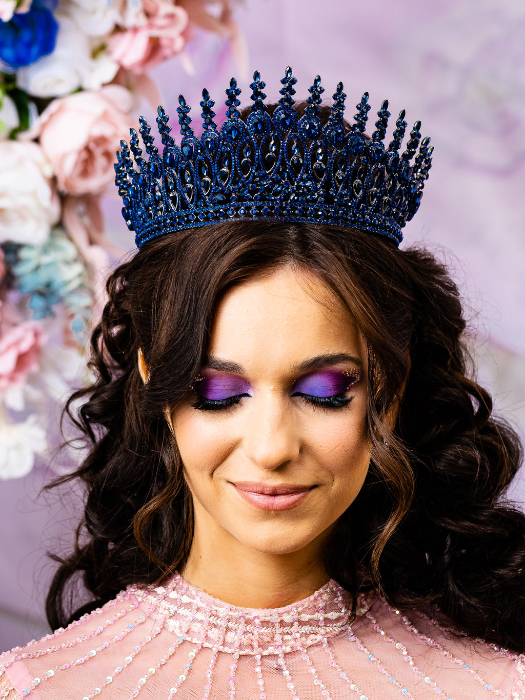 Navy Blue Quinceanera Crown | Dark Blue Crown | Deep Blue Quince Tiara Navy Blue Quinceanera Crown | Dark Blue Crown | Deep Blue Quince Tiara