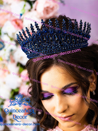 Navy Blue with gold quinceanera tiara pillow