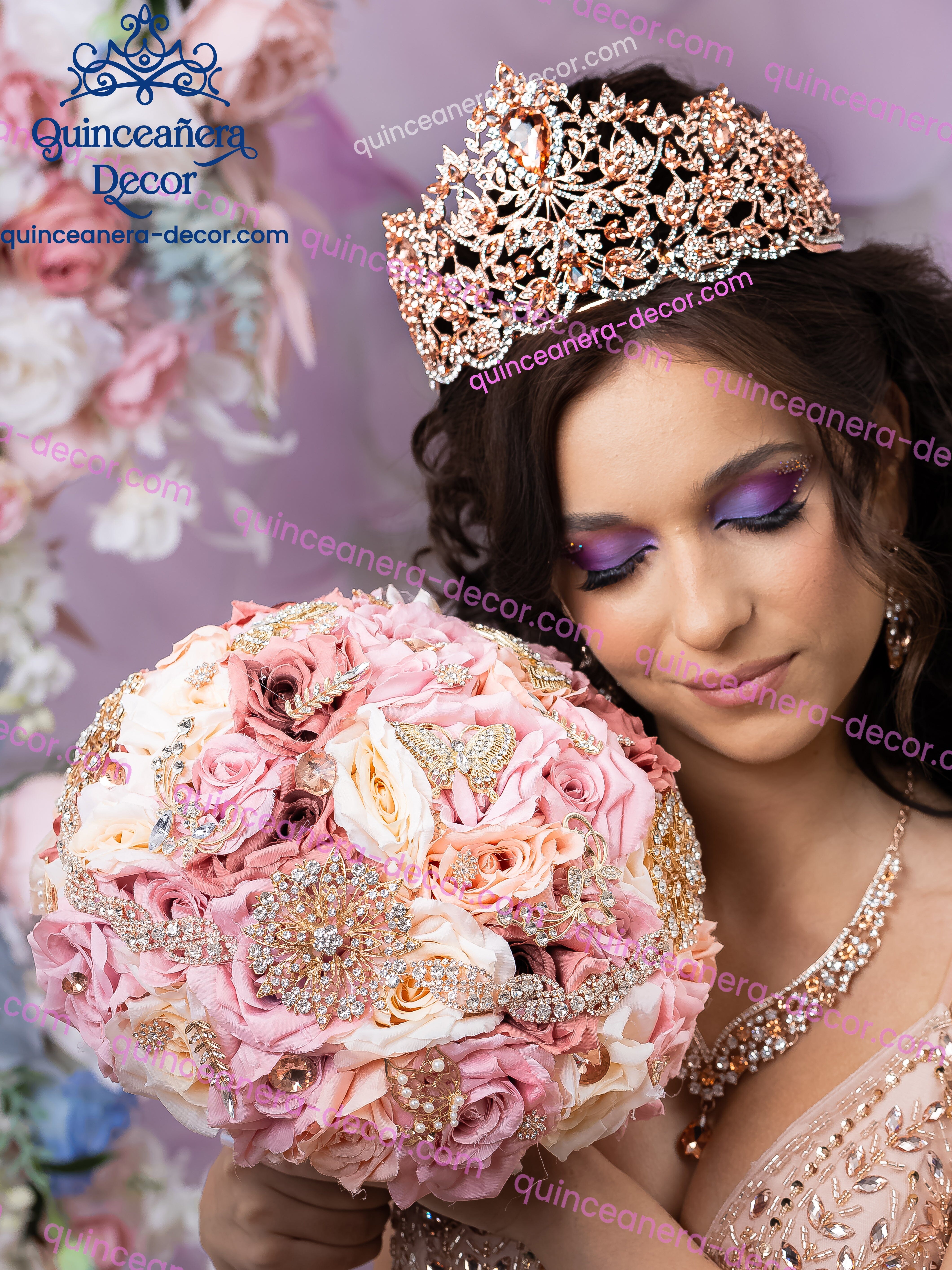 Ramo de quinceanera rose gold 9 inches quinceanera decor