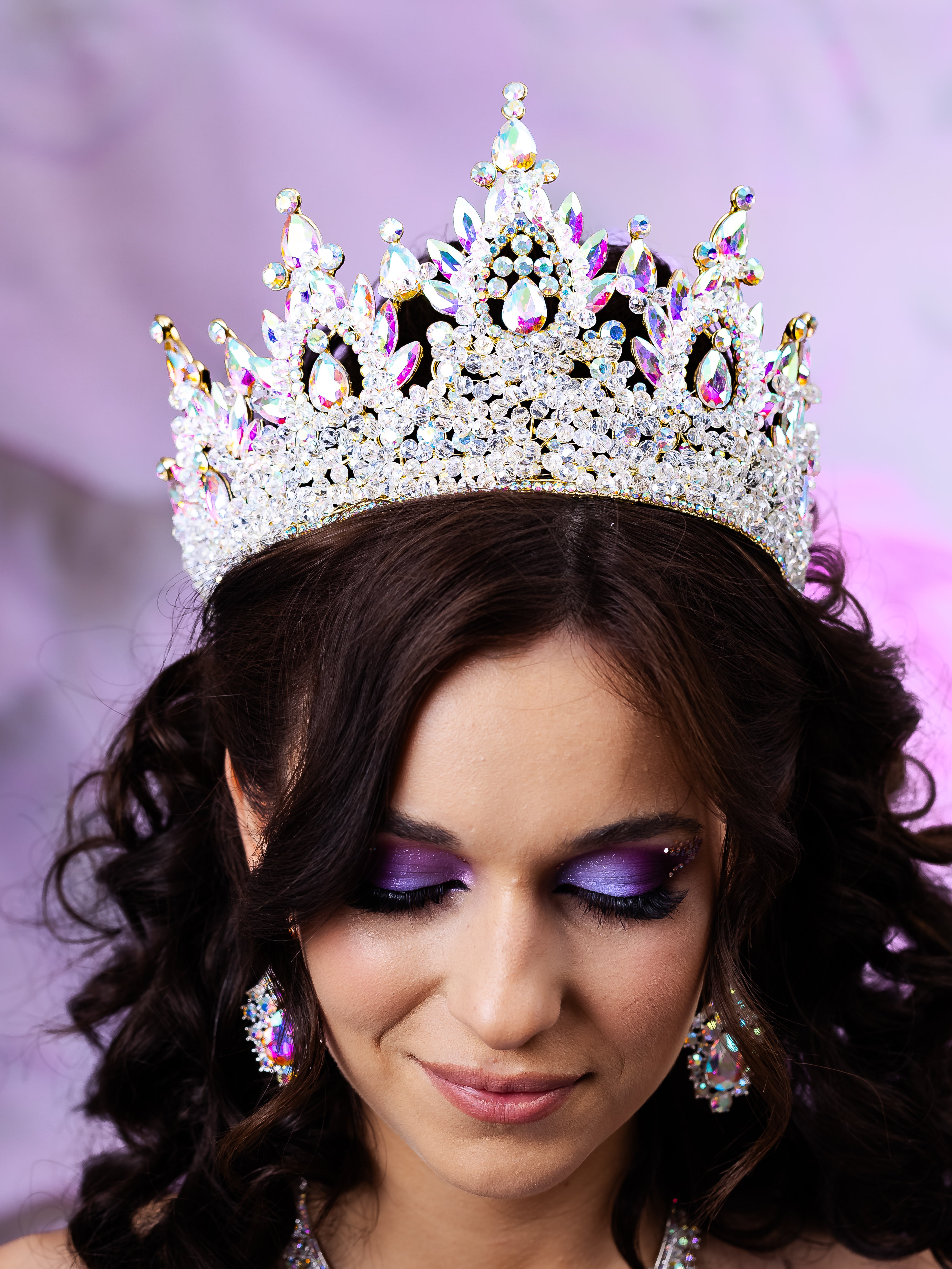 Iridescent Quinceanera Crown| Tornasol Tiara AB jewels| Rainbow