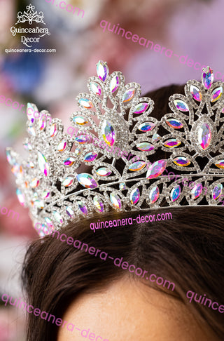 Iridescent Quinceanera Tiara with silver