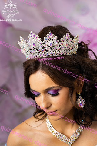 Iridescent Quinceanera Tiara with silver