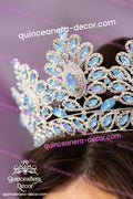 Light Blue Quinceanera Tiara (with silver), disney princess tiara for adults, princess tiara disney, cinderella blue tiara, queen tiara crown