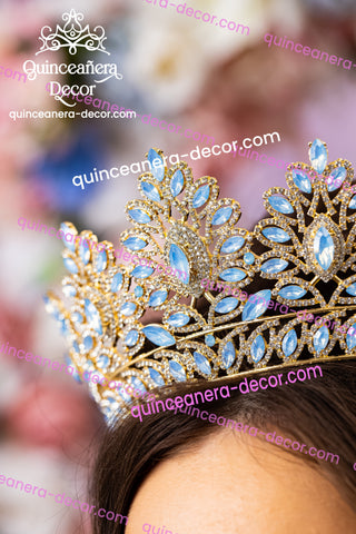 Light Blue Quinceanera Tiara (with gold)