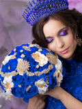 Ramo de quinceañera color royal blue 9 inches