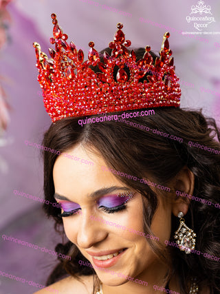 Red quinceanera crown and tiara pillow