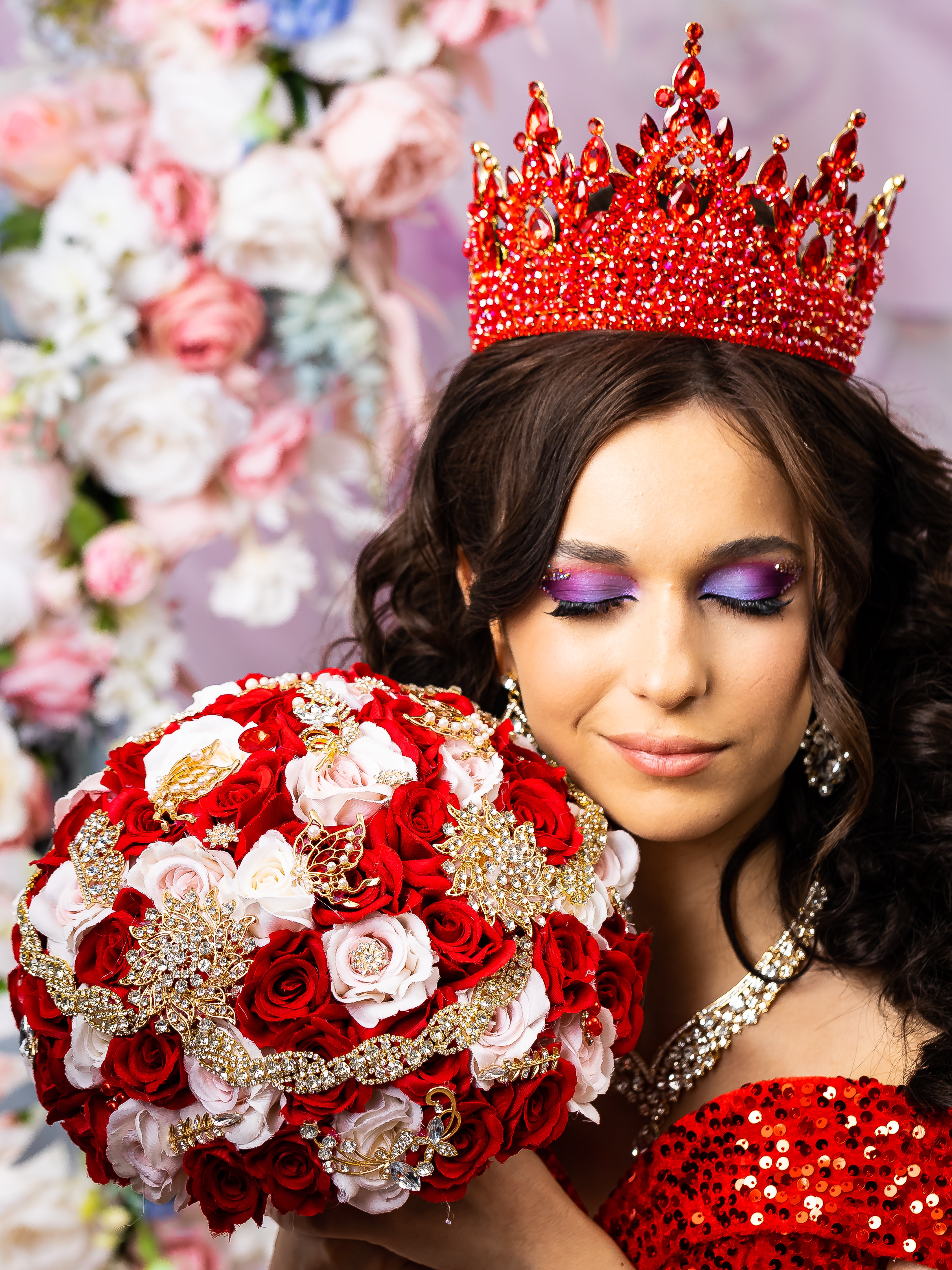 Red Quinceanera Crown | Red Sweet 16 Tiara | Roja Quince Corona