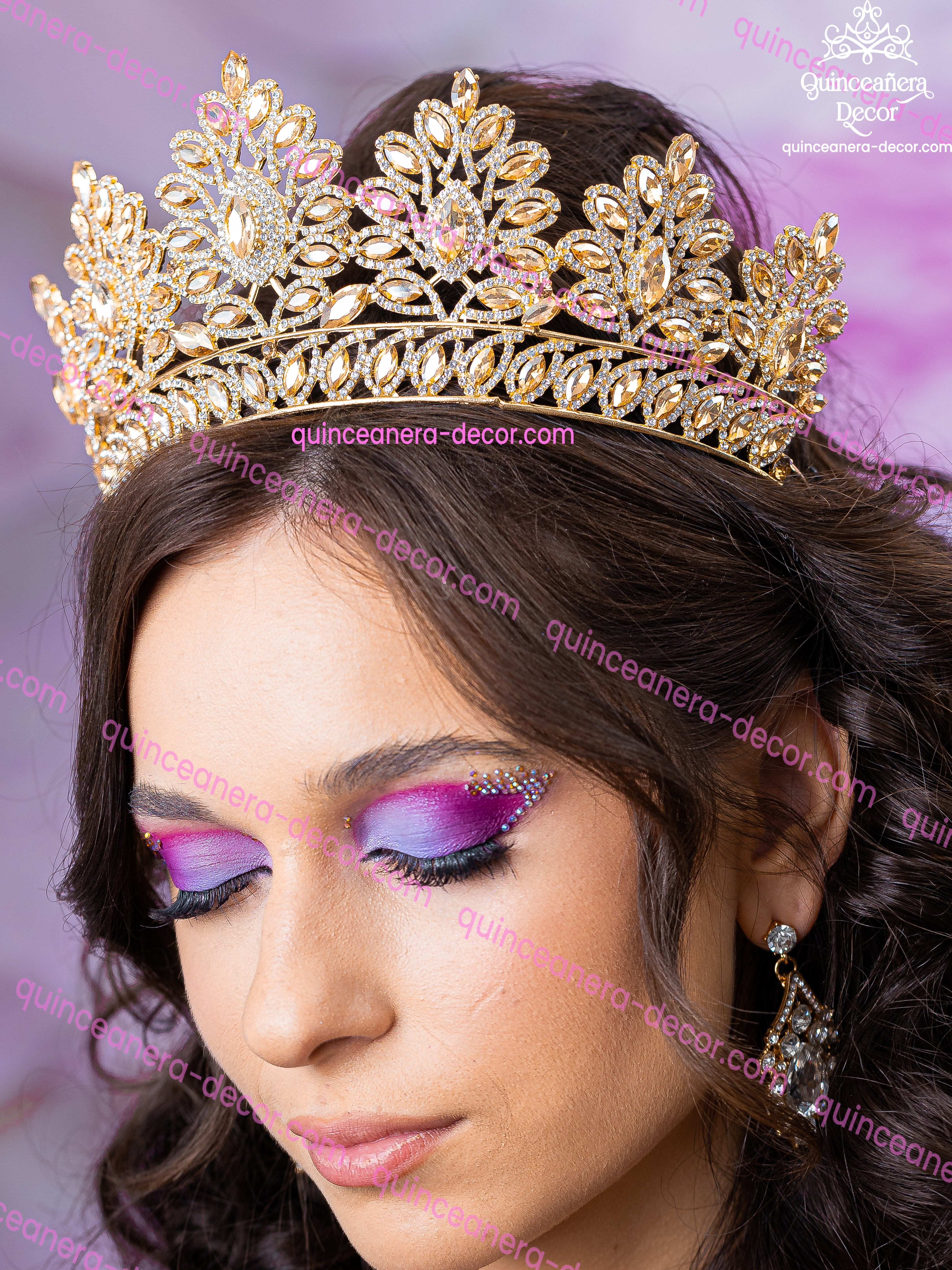 Gold Quinceanera Tiara - Quinceanera Coronas - Quince Crown